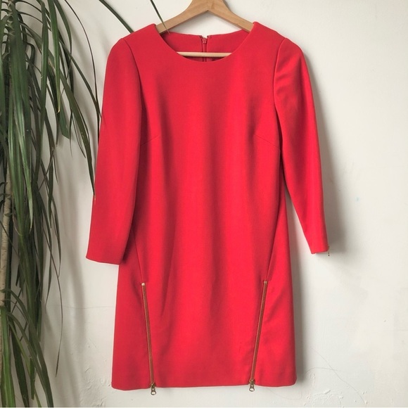 J. Crew Women’s Red Shift Dress Double Zip Slits Size S - Picture 4 of 15